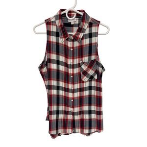 SHYANNE Plaid Sleeveless Snap Up Shirt Women’s Medium